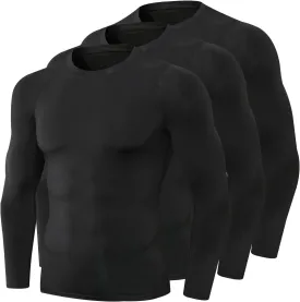 1/3 Pack Men's Compression Shirts Long Sleeve Athletic Workout Base Layer Quick Dry Fit Basketball Football Tops Undershirts