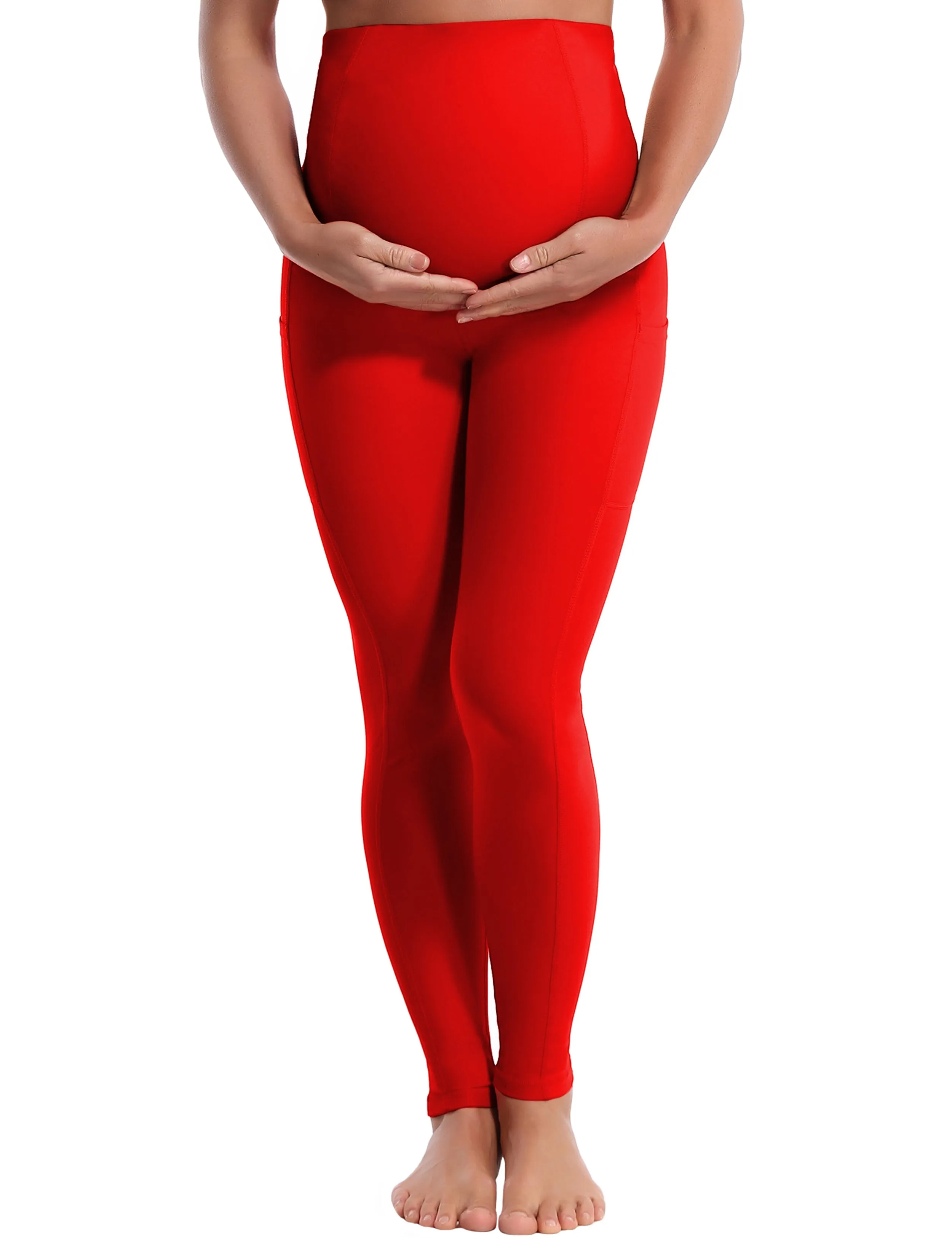 26" Side Pockets Maternity Running Pants scarlet_Running
