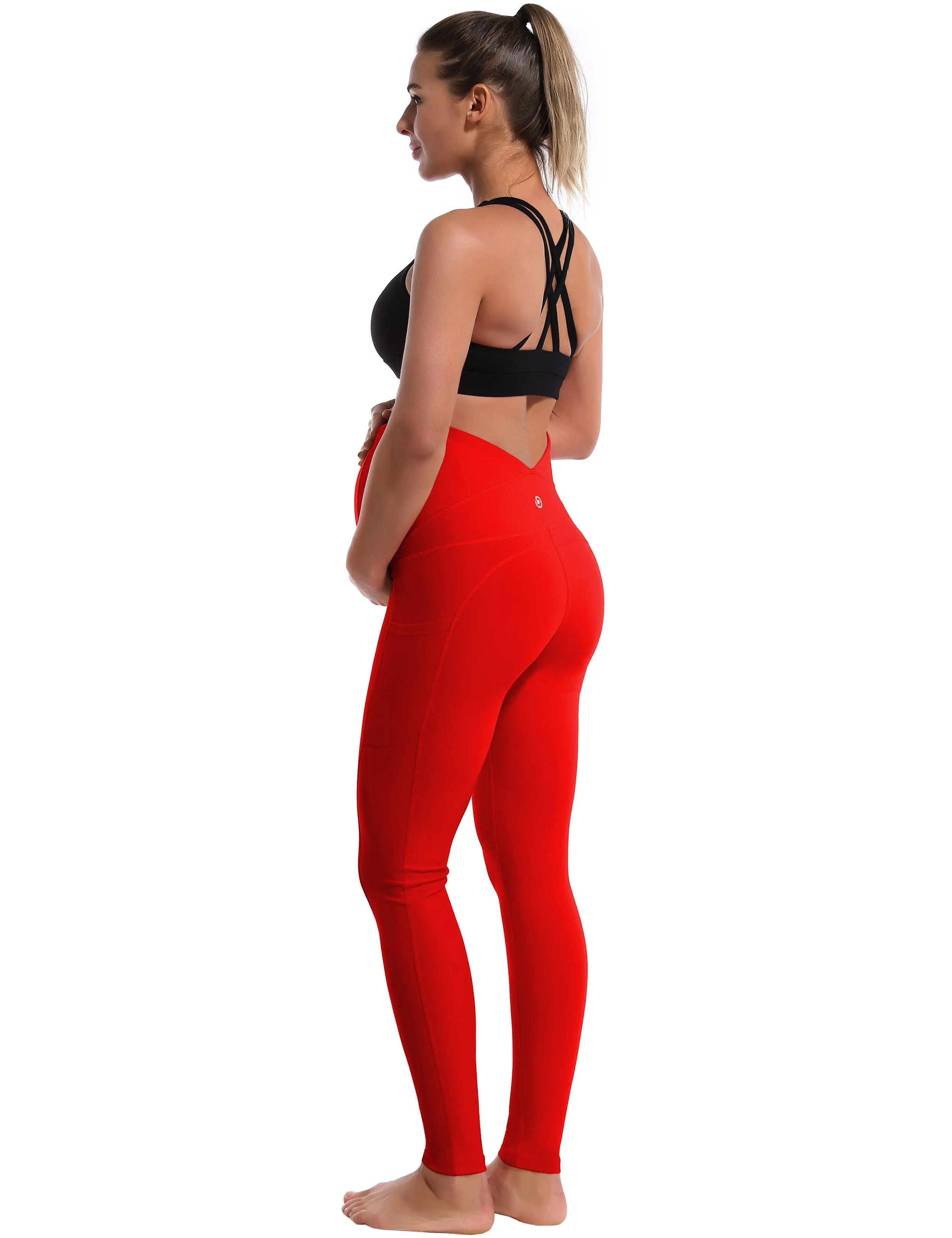 26" Side Pockets Maternity Running Pants scarlet_Running
