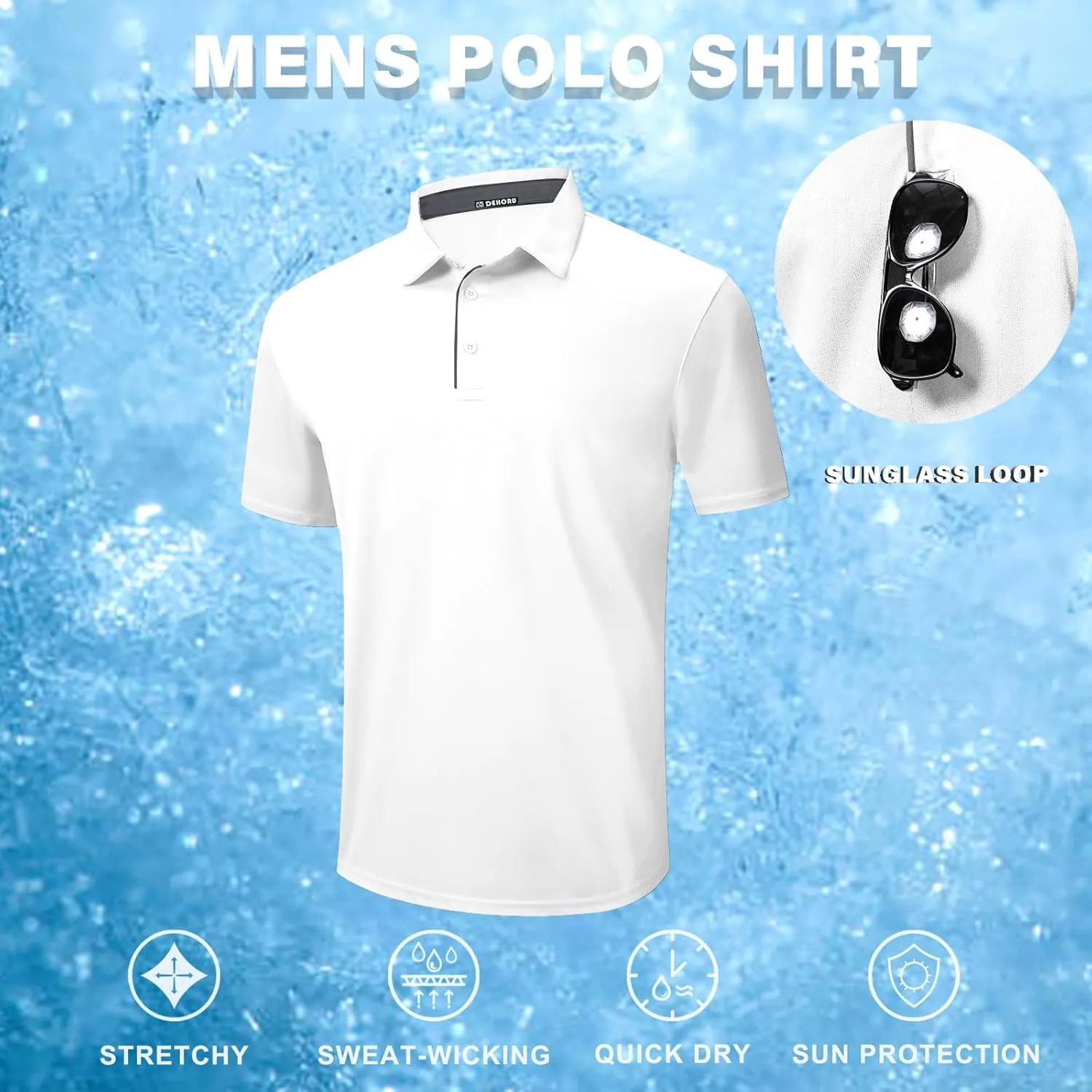 3 Pack Mens Polo Shirt Quick-Dry Short Sleeve Athletic Top Moisture Wicking Performance Dry Fit Golf Tennis T-Shirt