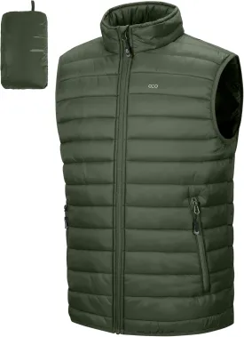 33,000ft Men's Lightweight Packable Insulated Puffer Vest Outerwear, Warm Winter Sleeveless Jacket for Golf Running