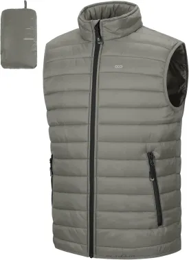 33,000ft Men's Lightweight Packable Insulated Puffer Vest Outerwear, Warm Winter Sleeveless Jacket for Golf Running
