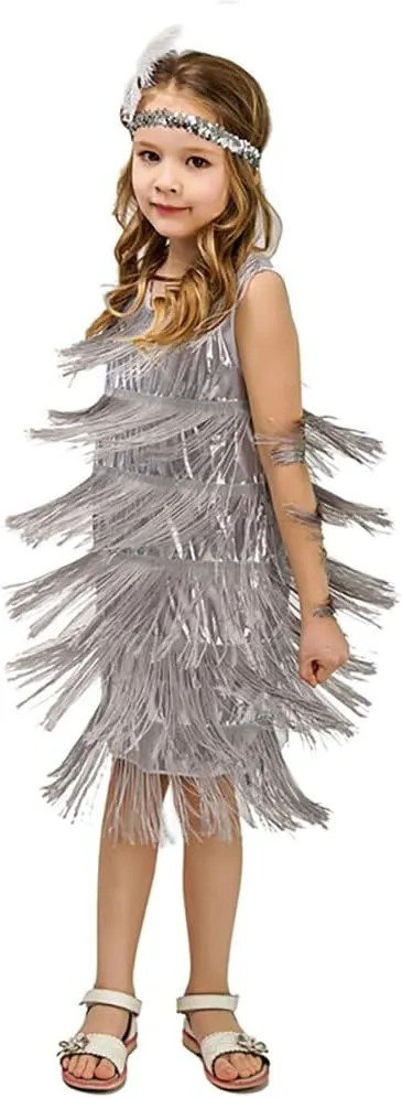 ABAFIP Girls 1920s Flapper Dress Fringe Tassel 20s Party Halloween Concert Festival Outfits