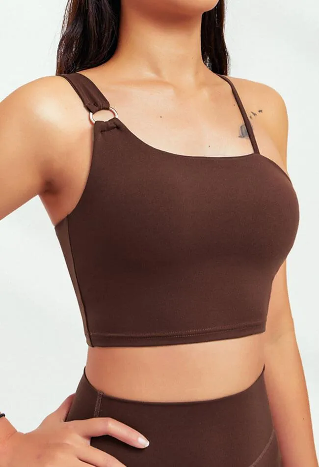Asymmetrical Shoulder Backless Sports Bra - Selma