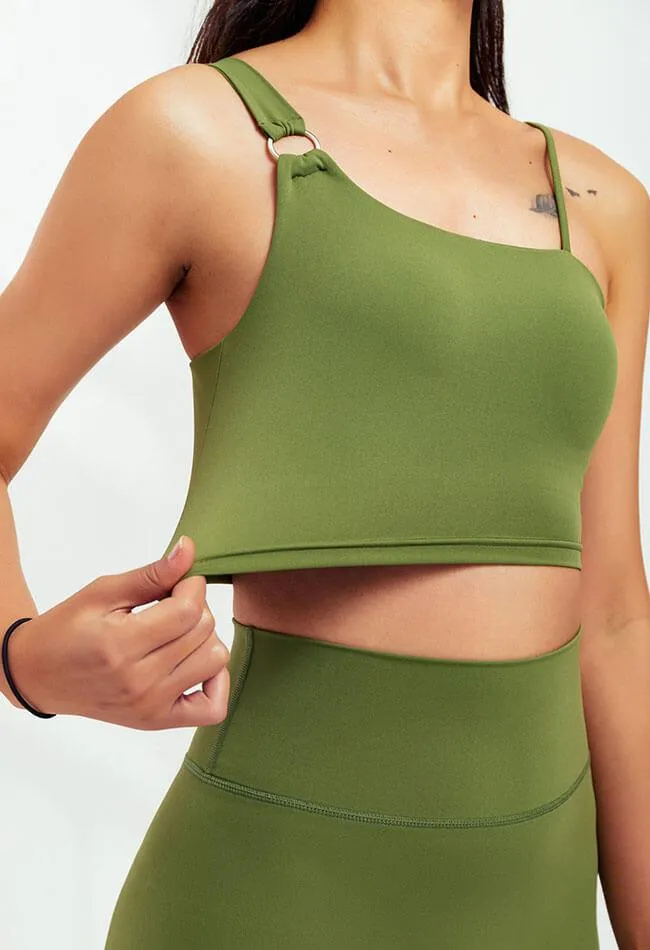 Asymmetrical Shoulder Backless Sports Bra - Selma