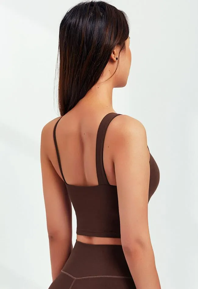 Asymmetrical Shoulder Backless Sports Bra - Selma