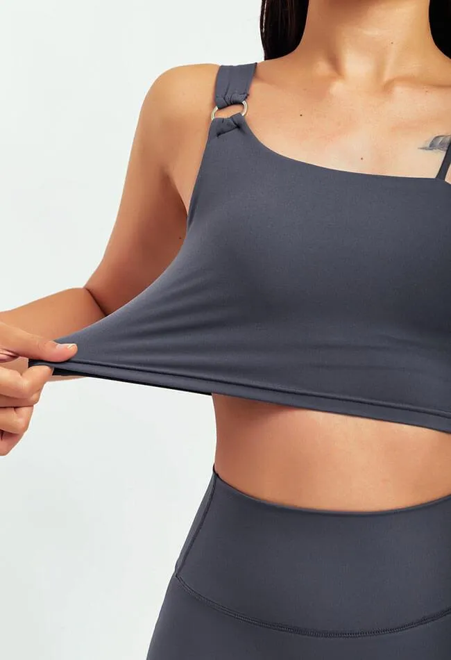 Asymmetrical Shoulder Backless Sports Bra - Selma