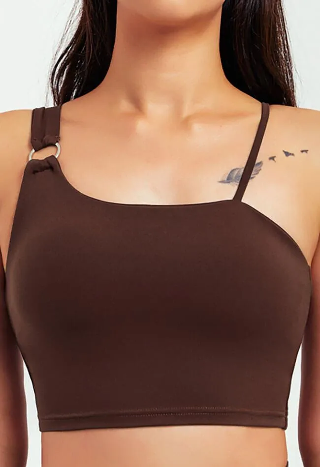 Asymmetrical Shoulder Backless Sports Bra - Selma