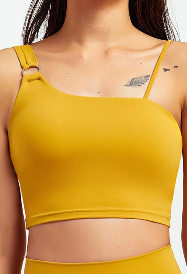 Asymmetrical Shoulder Backless Sports Bra - Selma