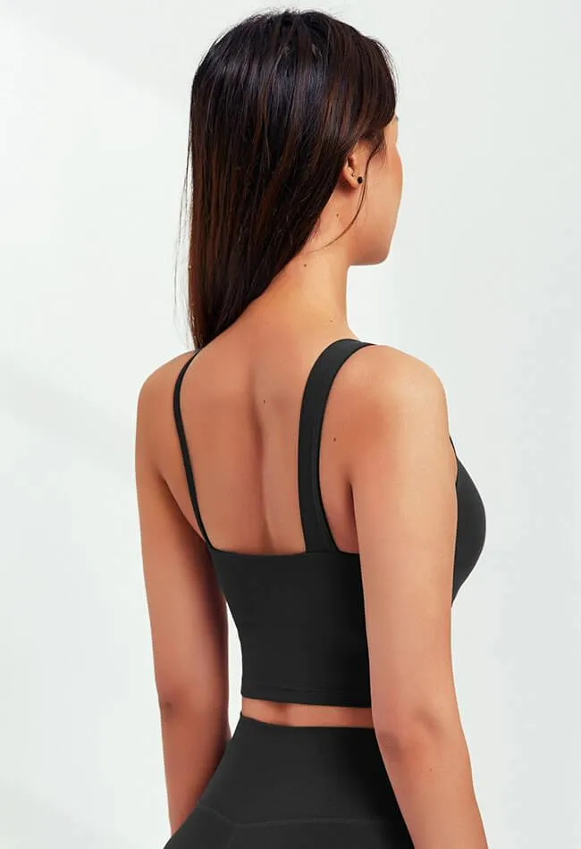 Asymmetrical Shoulder Backless Sports Bra - Selma