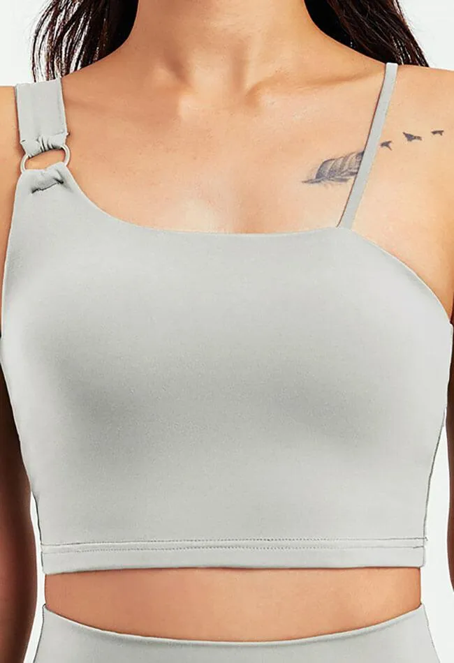 Asymmetrical Shoulder Backless Sports Bra - Selma