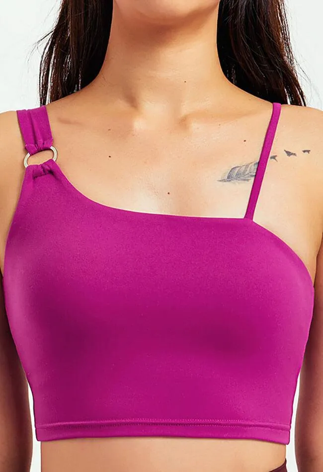 Asymmetrical Shoulder Backless Sports Bra - Selma