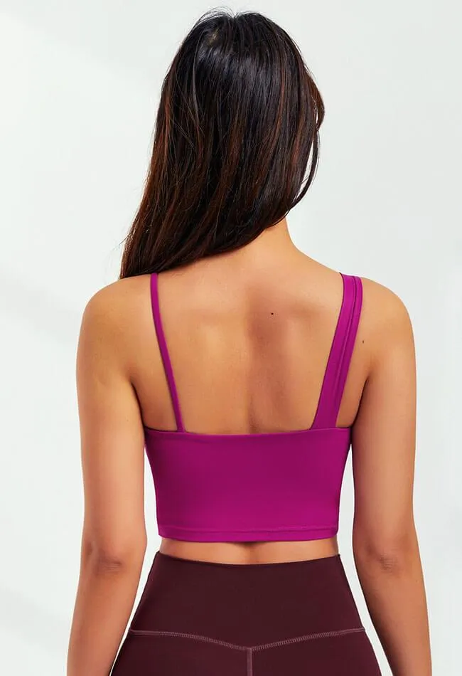 Asymmetrical Shoulder Backless Sports Bra - Selma