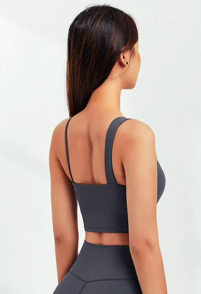 Asymmetrical Shoulder Backless Sports Bra - Selma