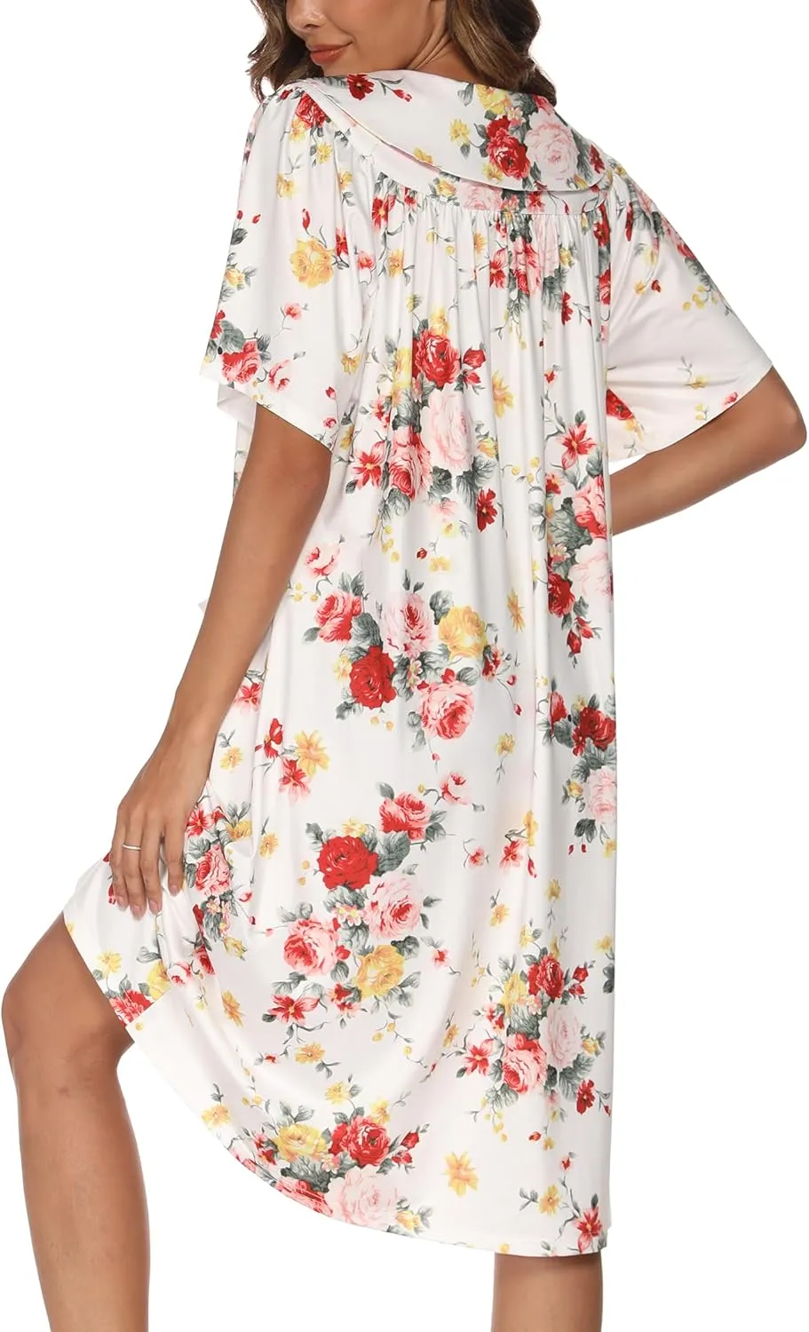 AVIIER House Dress Women Short Sleeve Mumu Lounge Dresses Patio Nightgowns with Pockets