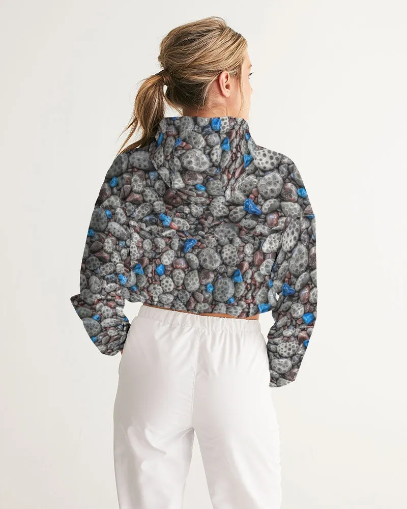 Beachcomber's Paradise (Petoskey/Leland Blue/Agates) Women's Cropped Windbreaker