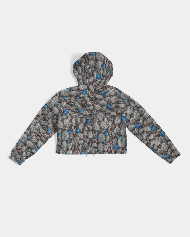 Beachcomber's Paradise (Petoskey/Leland Blue/Agates) Women's Cropped Windbreaker