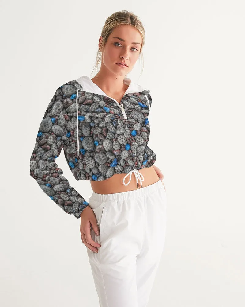 Beachcomber's Paradise (Petoskey/Leland Blue/Agates) Women's Cropped Windbreaker