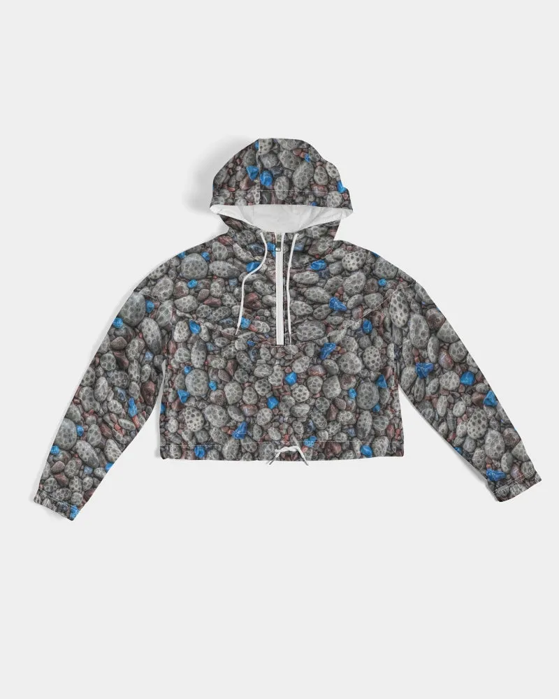 Beachcomber's Paradise (Petoskey/Leland Blue/Agates) Women's Cropped Windbreaker