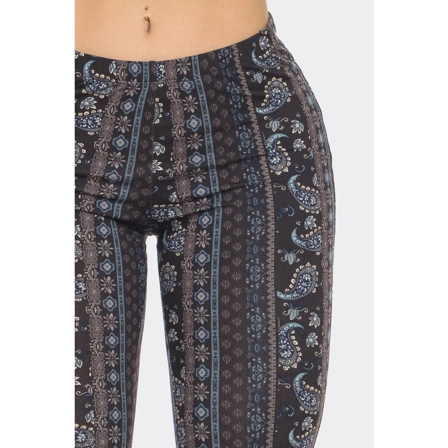 Black and Navy Paisley Flare Pants