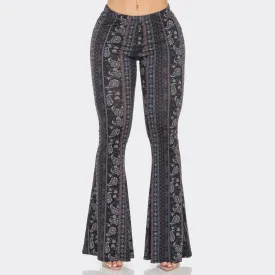Black and Navy Paisley Flare Pants