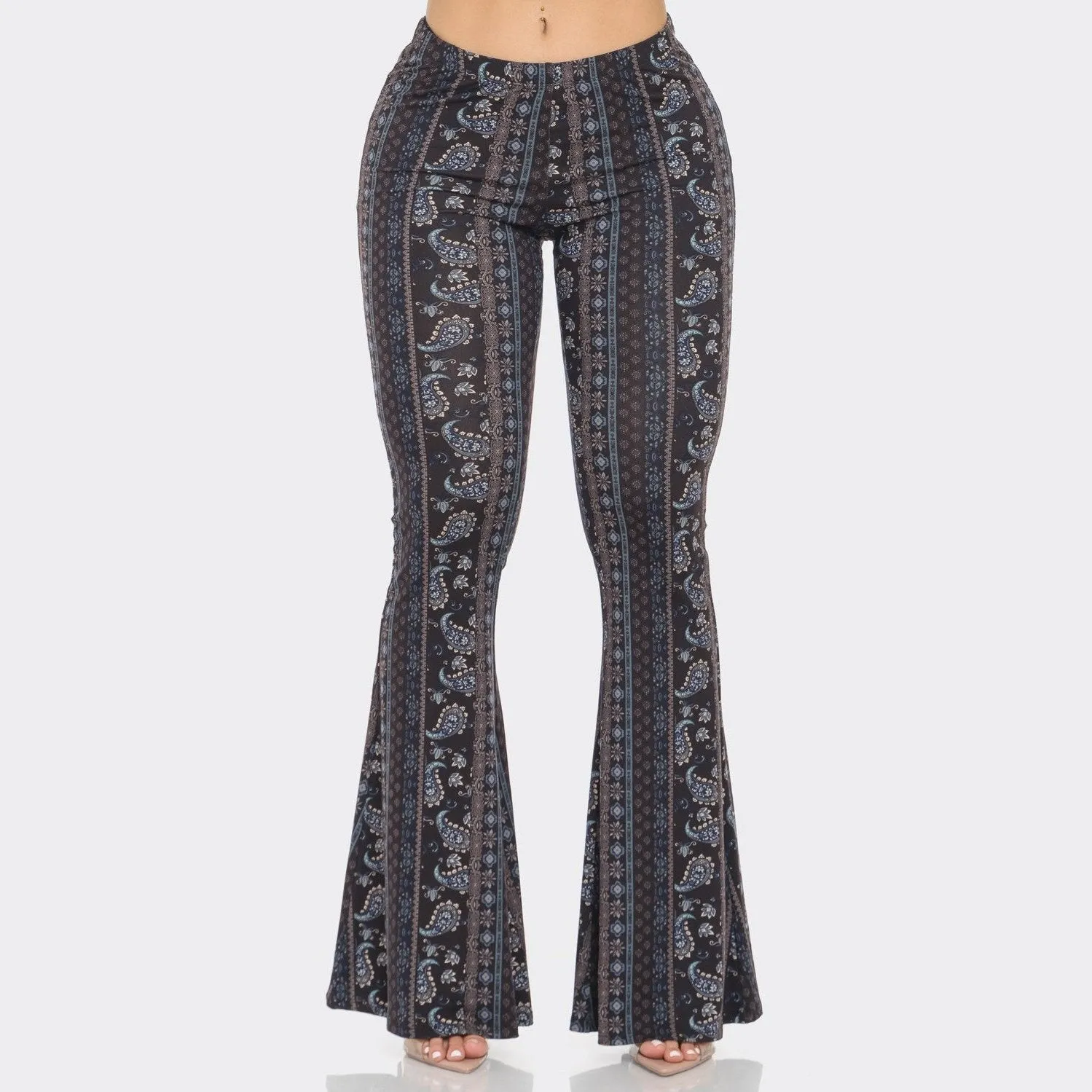 Black and Navy Paisley Flare Pants