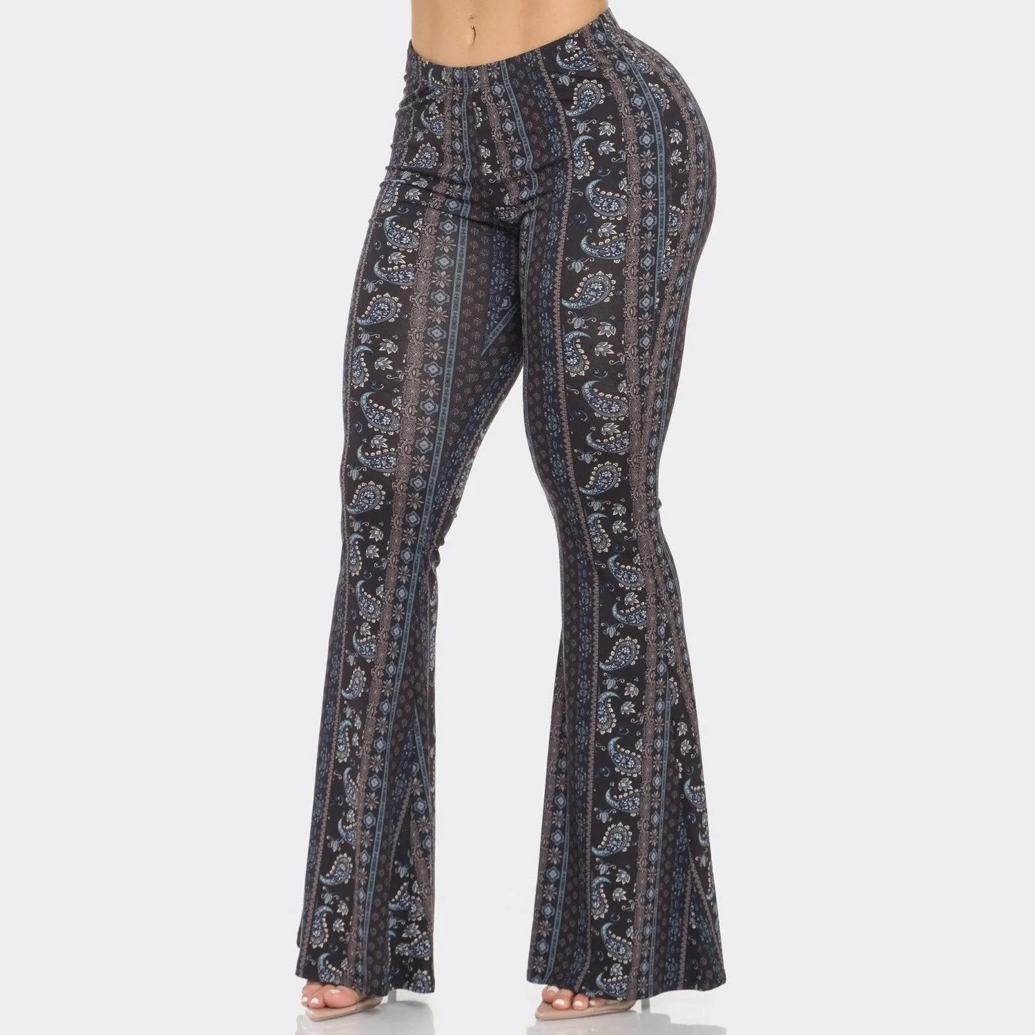Black and Navy Paisley Flare Pants