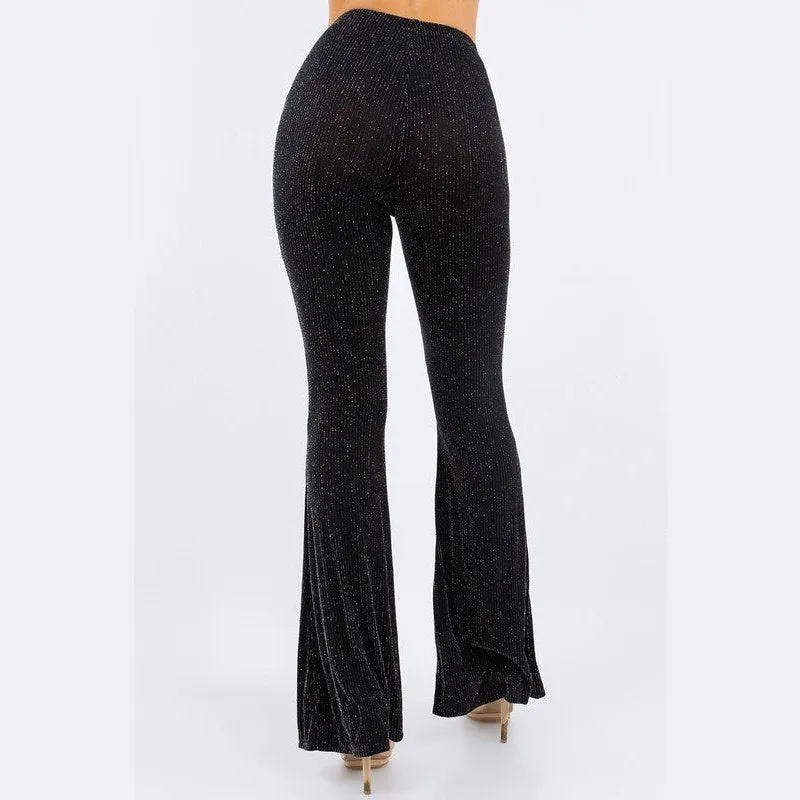 Black Sparkle Flare Pants