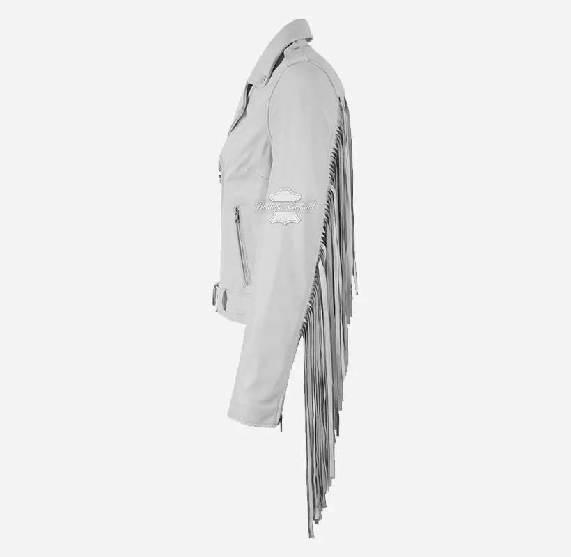 Brando Ladies Fringes Biker Jacket Long Fringes Biker Style Jacket