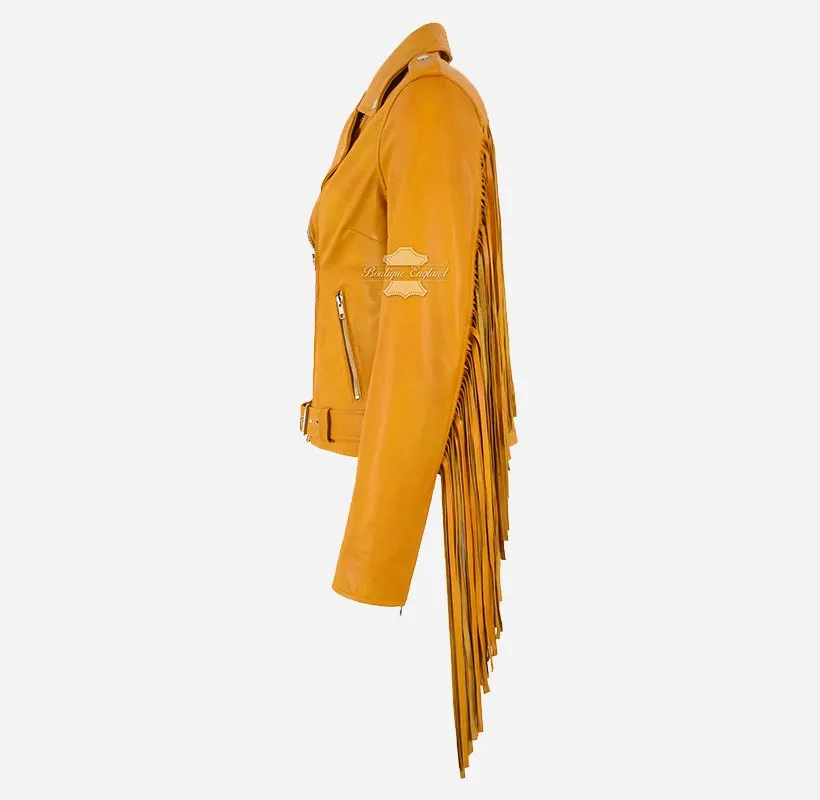 Brando Ladies Fringes Biker Jacket Long Fringes Biker Style Jacket