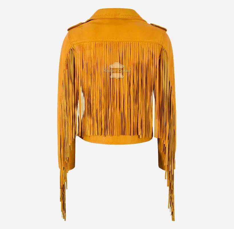 Brando Ladies Fringes Biker Jacket Long Fringes Biker Style Jacket