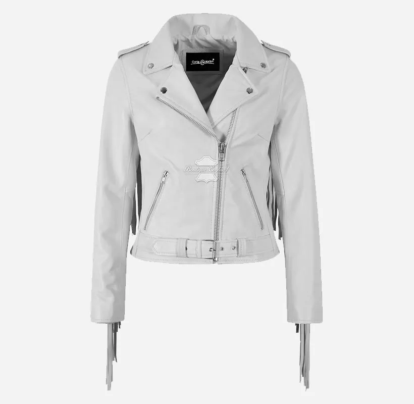 Brando Ladies Fringes Biker Jacket Long Fringes Biker Style Jacket