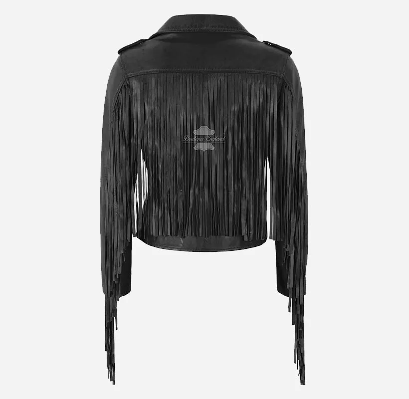 Brando Ladies Fringes Biker Jacket Long Fringes Biker Style Jacket