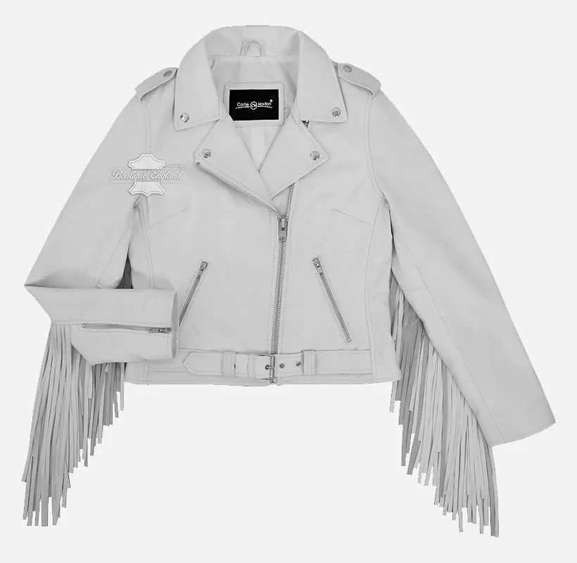Brando Ladies Fringes Biker Jacket Long Fringes Biker Style Jacket