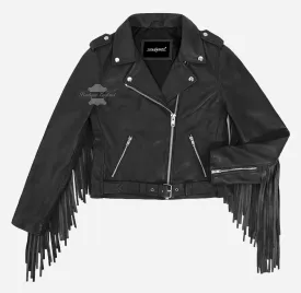 Brando Ladies Fringes Biker Jacket Long Fringes Biker Style Jacket