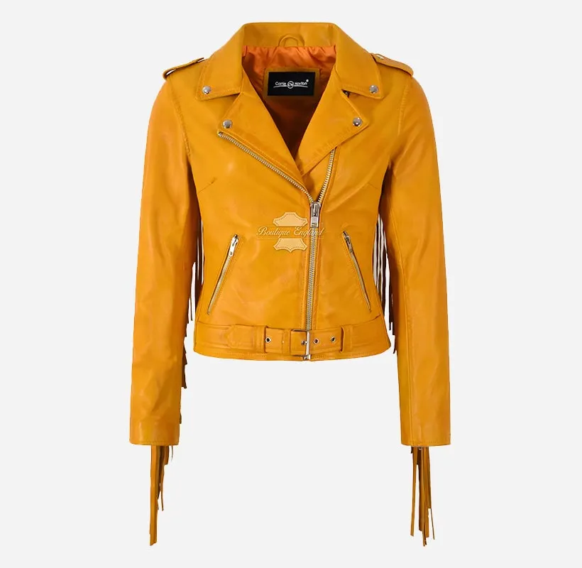 Brando Ladies Fringes Biker Jacket Long Fringes Biker Style Jacket
