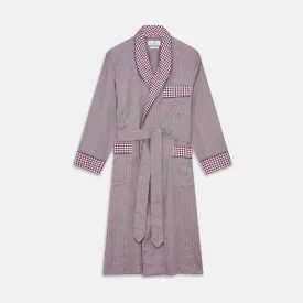 Burgundy Multi Check Contrast Cotton Gown