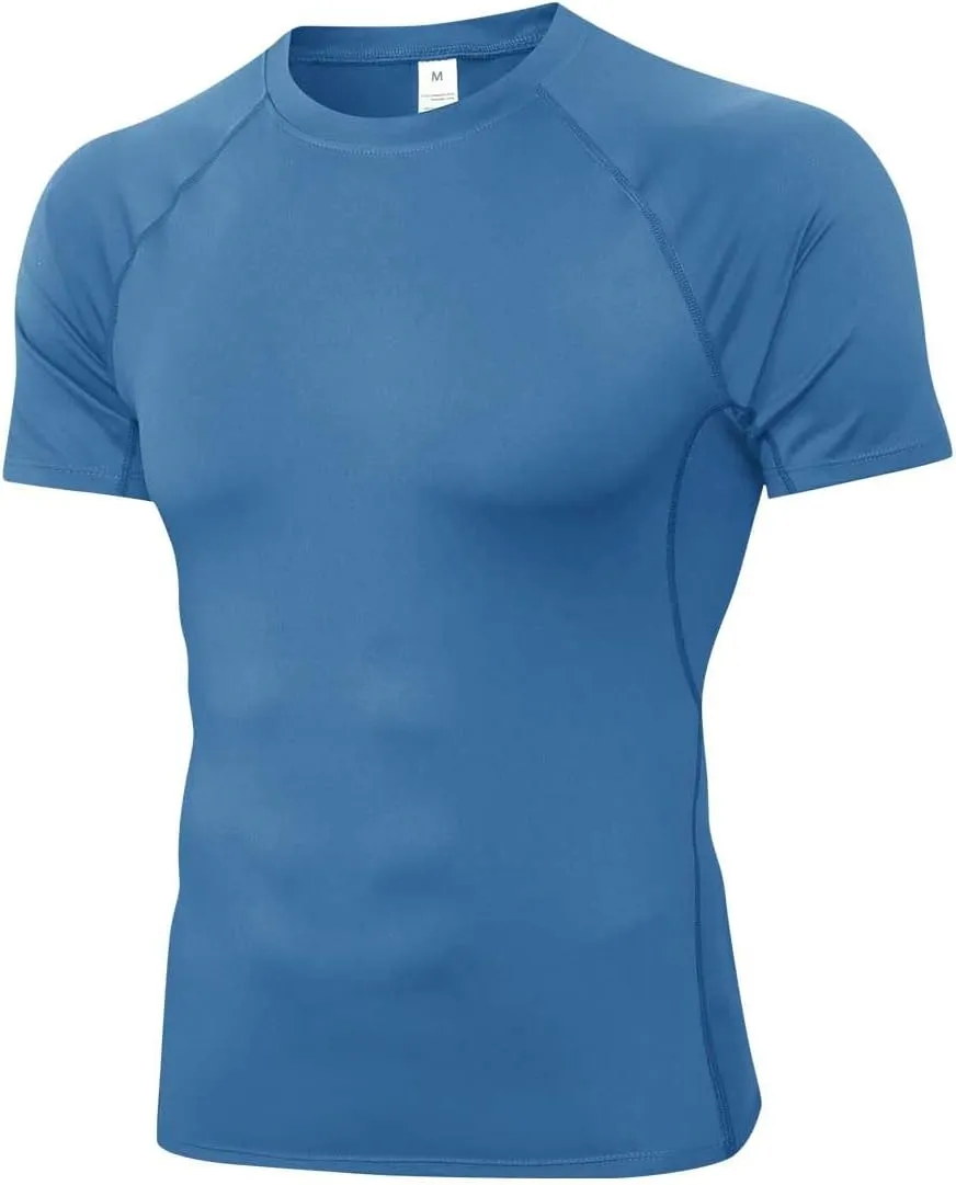 Compression Shirt Men Short Sleeve Cool Dry Workout Gym T-Shirt Breathable Athletic Sports Undershirts Running Tops