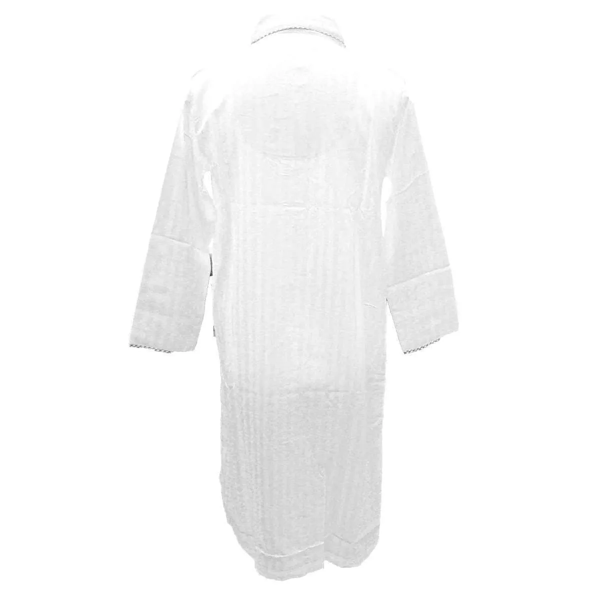 Cottonreal Superfine Shadow Stripe Button Through Robe - White