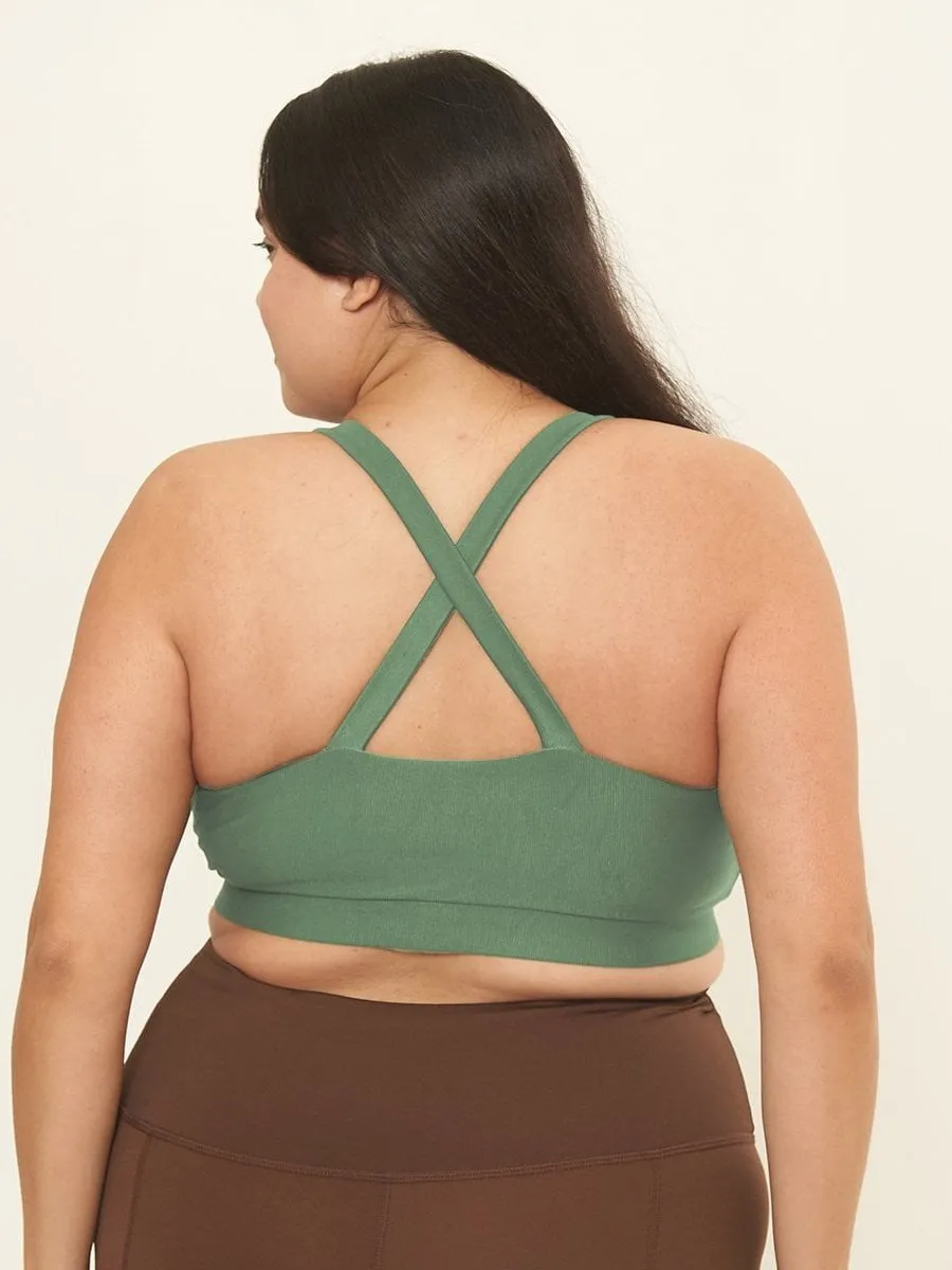 Cross Back Performance Bra Top - Succulent Rib Pattern