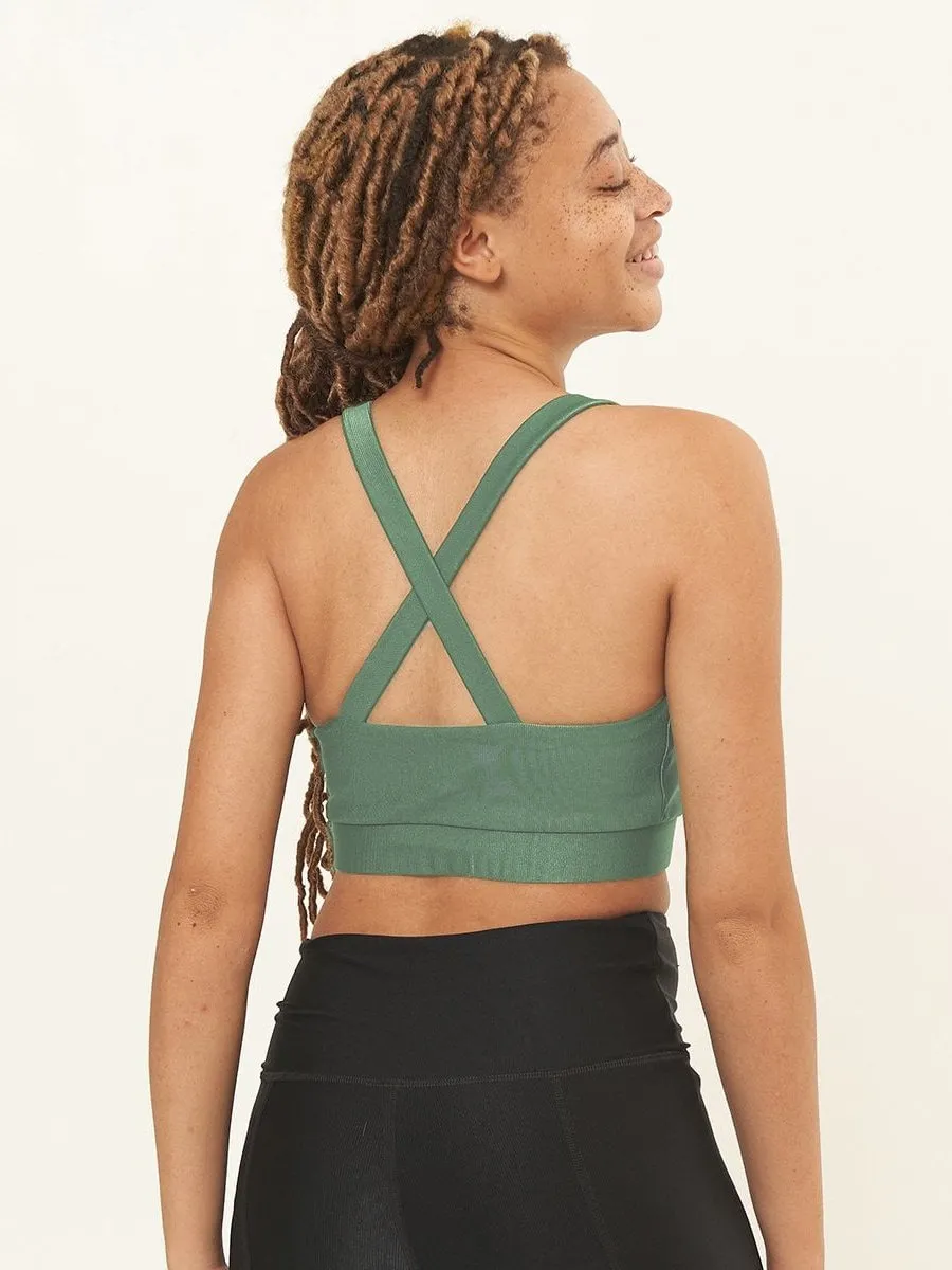 Cross Back Performance Bra Top - Succulent Rib Pattern