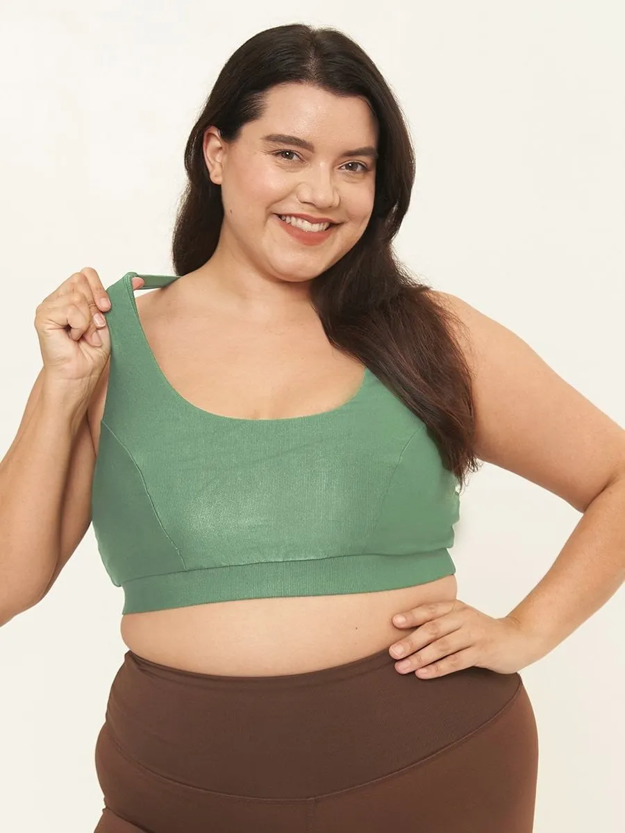 Cross Back Performance Bra Top - Succulent Rib Pattern