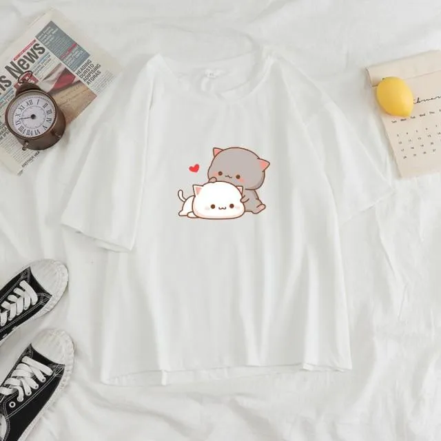 Cuddling Peach & Goma Tee and Shorts Sets