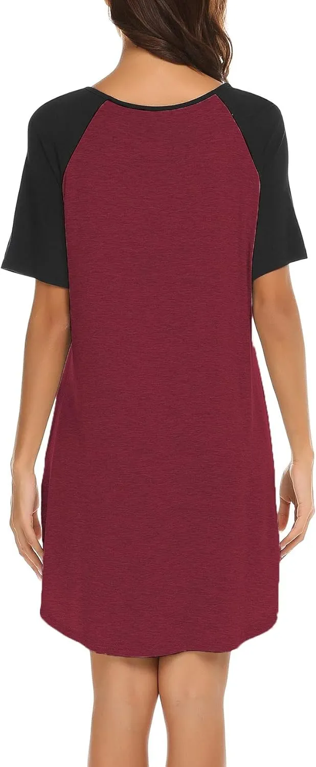 Ekouaer Sleep Shirts for Women Short Sleeve Night Shirts for Sleeping Pullover Nightgown Soft Nightdress S-XXXL