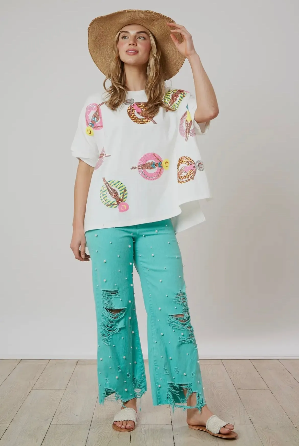 Fantastic Fawn Sequin Pool Tube Short Sleeve Tee