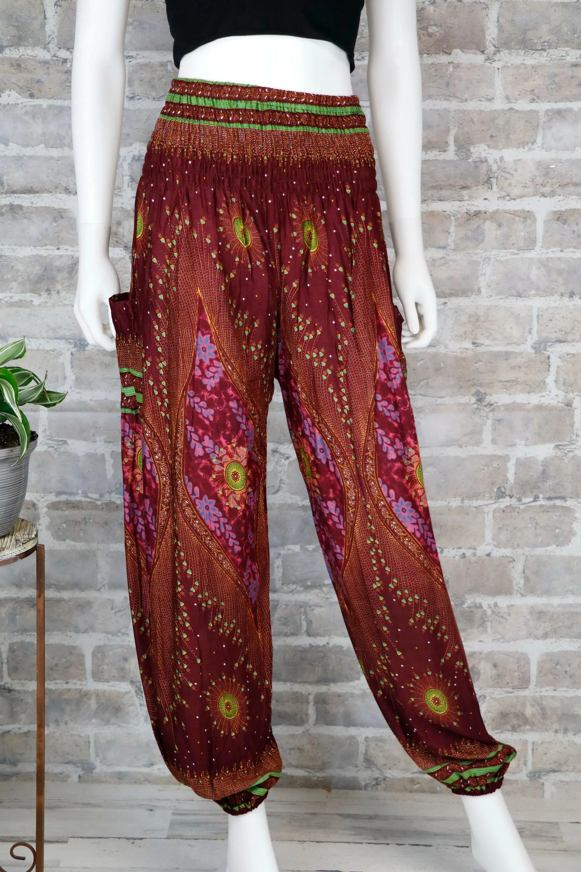 Harem Pants Women Bohemian Yoga Pants Peacock Medival pants