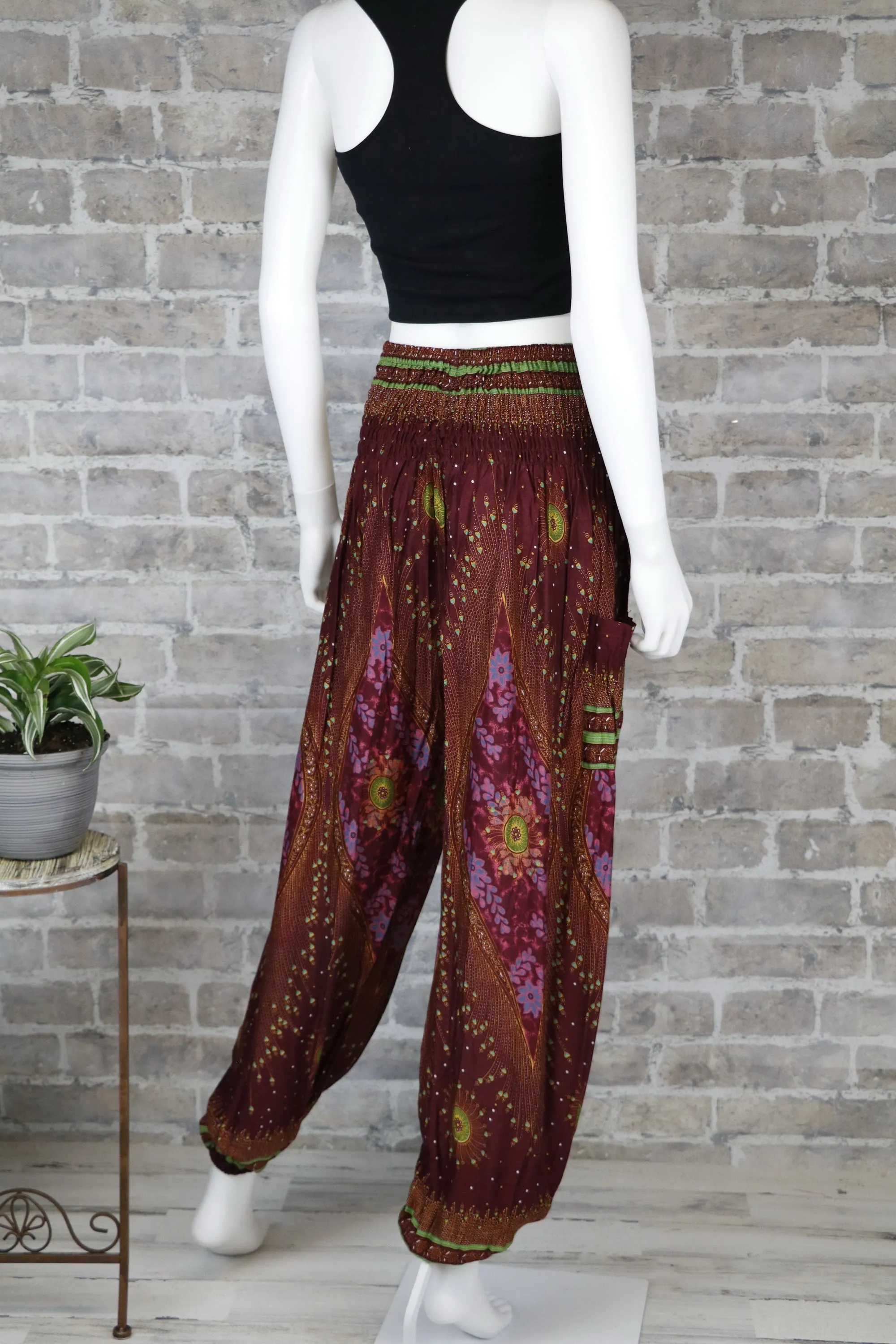 Harem Pants Women Bohemian Yoga Pants Peacock Medival pants