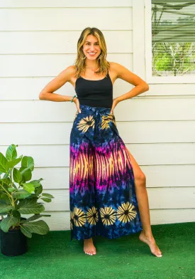 Indigo Sunset Tie-Dye Palazzo Wrap Pants