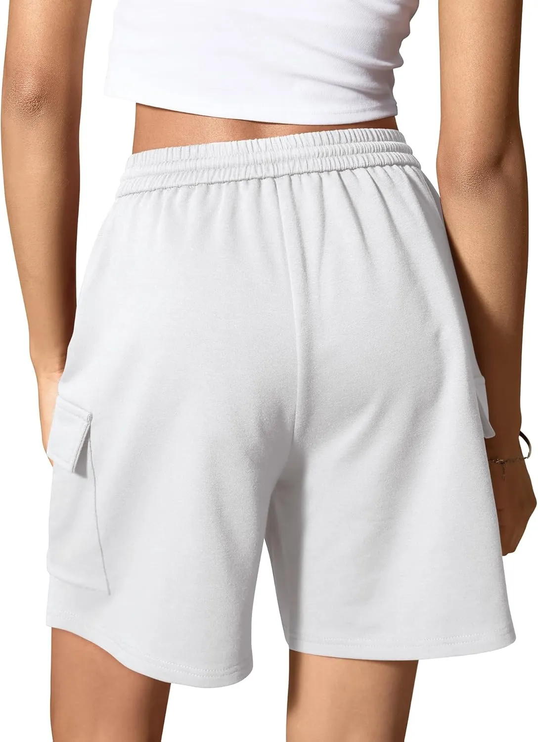 IVIR Women's Bermuda Shorts Sweat Shorts Knee Length Comfy Cotton Long Shorts with 4 Pockets for Summer Casual Hiking