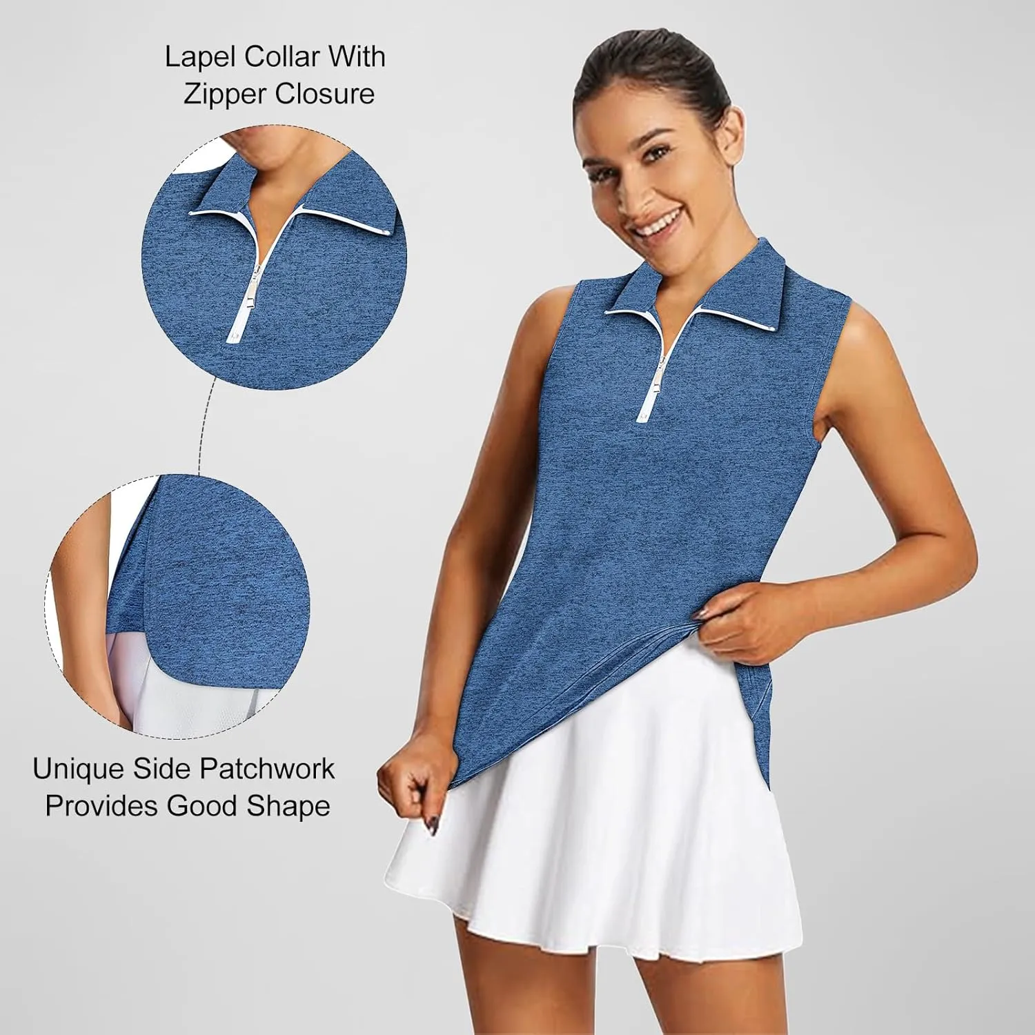 Koscacy Womens Golf Shirts Tank Tops for Women 2025 Loose Fit Sleeveless with Collar Yoga Athletic Running Shirts